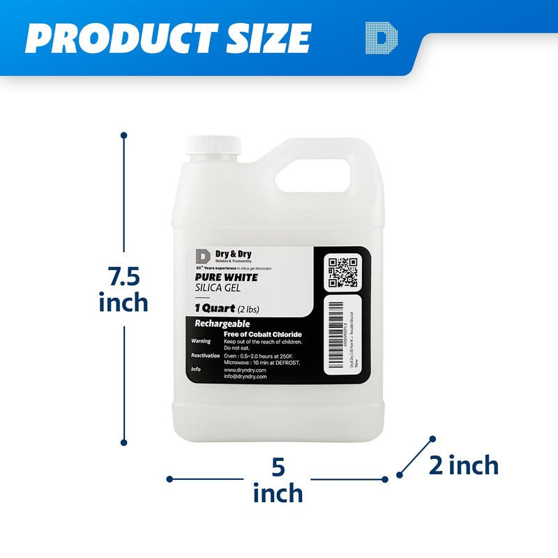 Dry & Dry [1.9 LBS Premium Pure & Safe White Silica Gel Beads(Industry Standard 3-5 mm) Silica - Rechargeable Silica Beads, Silica Gel, Desiccant Beads - Image 5